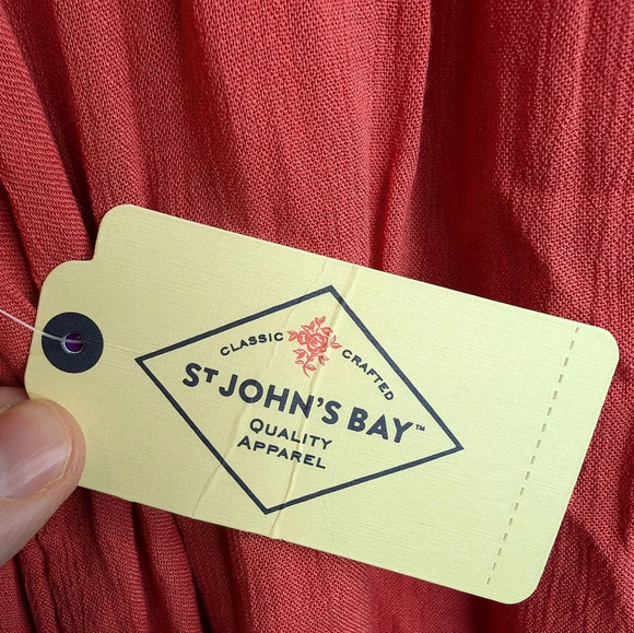 NWT St. Johns Bay Dark Coral White Embroidered Boho Tunic Top 0X Womens - Picture 6 of 10